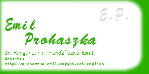 emil prohaszka business card